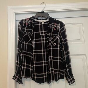 Vintage American Blues Claire V neck Button Down Blouse size XS